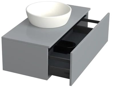 Dutchline Badmeubel Onderkast – Mat Grijs – 100x46cm – 1 Lade – 1 Uitsparing