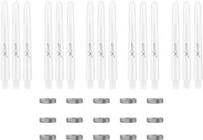 XQMax Dart Shafts - 5 Sets (15 stuks) - Medium - Wit - Plus Veerringetjes - Darts Shafts