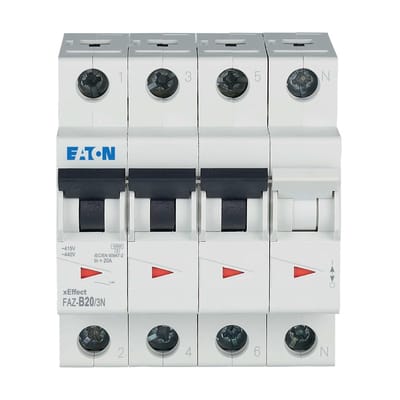 Eaton Faz 3P+N Mcb Aardlek 20A B-Curve 15kA - 278950