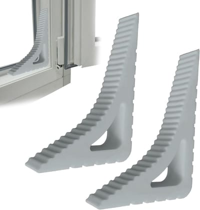 Set van 2 Raamstoppers, Raamopener en Ventilatiestopper, Geen Boren Raamslot, Rubberen Raamclips en Balkon Deurstoppers voor Badkamer, Keuken en Kinderkamer