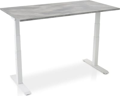 Zit-sta bureau elektrisch verstelbaar - MRC PRO NEN-EN 527 | 180 x 80 cm | frame wit - blad betonlook - met kabelmanagement | memory functie met USB | 150kg draagvermogen
