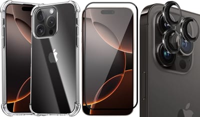 Hoesje geschikt voor iPhone 16 Pro - Screenprotector Volledig Dekkend Glas & Camera Protector - Shockproof Transparant met Extra Hoekbescherming