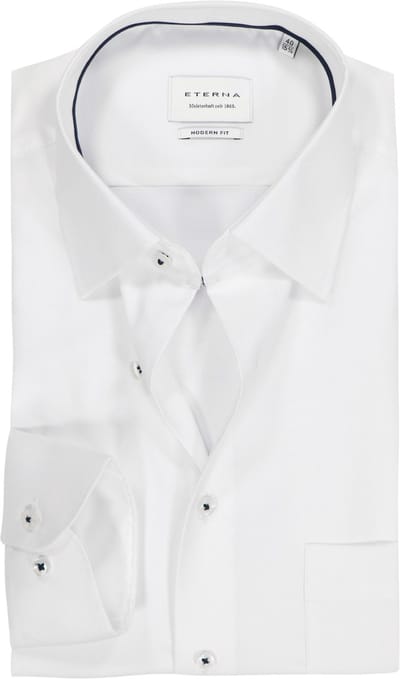 ETERNA modern fit overhemd - natte - wit - Strijkvrij - Boordmaat: 40 (EU maat: M)