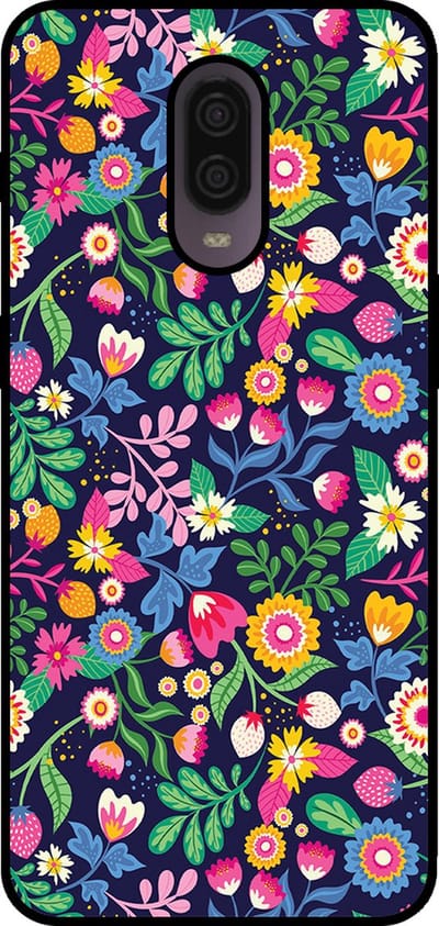 Smartphonica Telefoonhoesje Geschikt voor OnePlus 6T met bloemen opdruk - TPU backcover case flower design geschikt voor OnePlus 6T