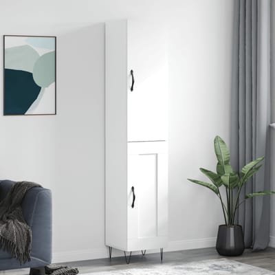 vidaXL - Hoge - kast - 34,5x34x180 - cm - bewerkt - hout - wit