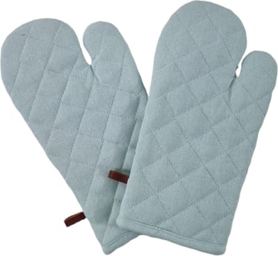 Picnic Ovenwanten set van 2 stuks 100% katoen | Richmond Lagoon | Ovenhandschoen Licht Blauw | 15x32cm