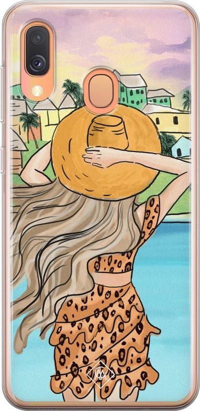 Casimoda® hoesje - Geschikt voor Samsung A40 - Sunset Girl - Backcover - Siliconen/TPU - Multi