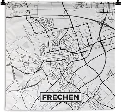Wandkleed - Wanddoek - Plattegrond - Frechen - Stadskaart - Kaart - 180x180 cm - Wandtapijt