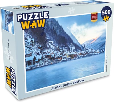 Puzzel Alpen - Dorp - Sneeuw - Legpuzzel - Puzzel 500 stukjes