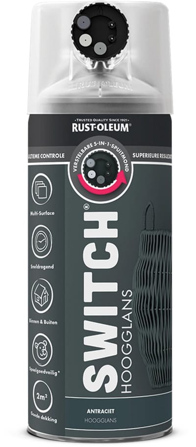 Rust-Oleum Switch Spuitbus Verf Hoogglans 400ml - Antraciet