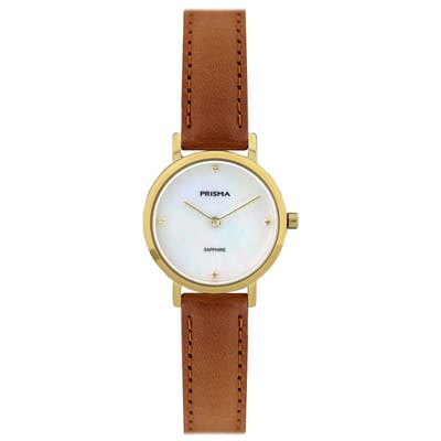 Prisma horloge P.1403 titanium parelmoer wit 26mm 5ATM goudkleurig