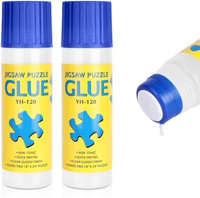 Duidelijke puzzellijm 2 x 120 ml, snel drogend, niet-toxisch en wateroplosbaar voor het conserveren van puzzels tot 2000 stukjes