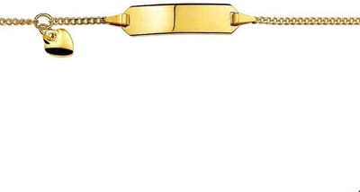The Jewelry Collection Graveerarmband - Hart Gourmet Plaat 5,0 mm - Geelgoud (14 Krt.)