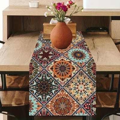 Bohemian Mandala Patroon Tafel Runner, Retro Kunst Tafel Decoratie voor Eetkamer & Salontafel 40x140cm
