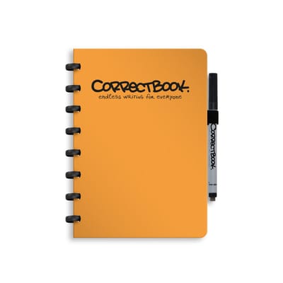 Correctbook A5 Uitwisbaar Notitieboek – Herbruikbaar schrift – Peachy Orange – Gelinieerd – Inclusief pen & wisdoekje – Aanvulbaar met extra pagina’s