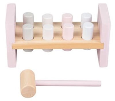Playtive Houten Hamerbank Roze - Vanaf 1 jaar - Kinder Speelgoed - Baby - Kado - Hammer Bench