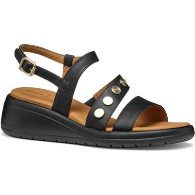 Geox D MELICONIA Synthetisch Polyurethaan Dames Zwarte Wedges