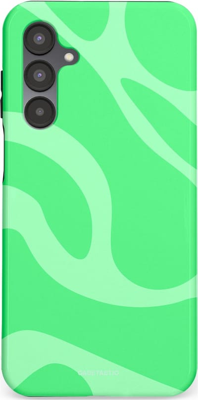 Casetastic hoesje geschikt voor Samsung Galaxy A16 - Dubbellaagse bescherming - Limoen Groene Vloeiende Golven - Fashion Case - Groen