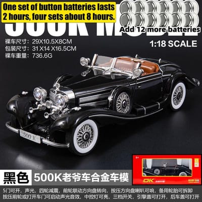 1:18 Mercedes Benz 500K Roadster Convertible de Luxe Voiture Ancienne Modèle Réduit en Alliage Métallique Moulé Sous Pression Voiture de Collection Hobby Ornement d'Exposition