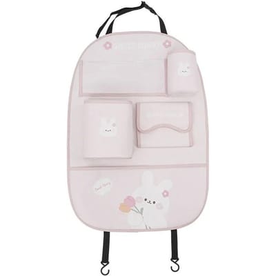 Opbergtas Organizer voor Autostoelrug Beer Konijn Multifunctioneel Autostoelrug Anti-Vuil Anti-Schop Opbergkussen Auto-accessoires white