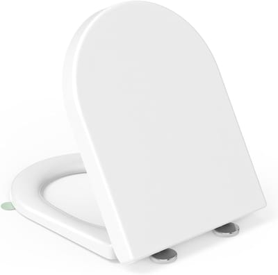 D-vormige Toiletbril met Softclose & Handgreep - Eenvoudig Te Reinigen, Draagvermogen 150 kg, 46,4 x 35,9 x 5 cm