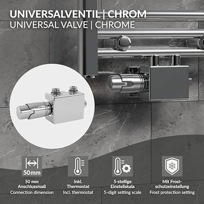 Universele Aansluitset voor Badkamerradiatoren met Thermostaatkop