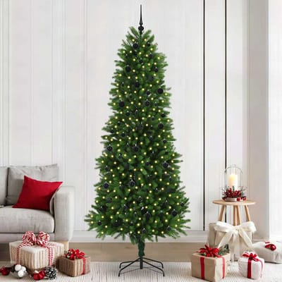 vidaXL - Kerstboom - met - 300 - LED - met - standaard - Groen - 240 - cm - PE