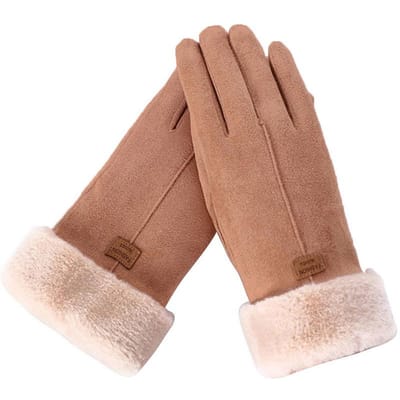 Nieuwe Mode Handschoenen Herfst Winter Schattige Pluizige Warme Wanten Vingerwanten Dames Outdoor Sport Dames Handschoenen Scherm One Size bruin