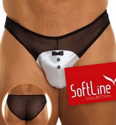 SoftLine Collection - Sexy doorzichtig herenslip wit/zwart XL