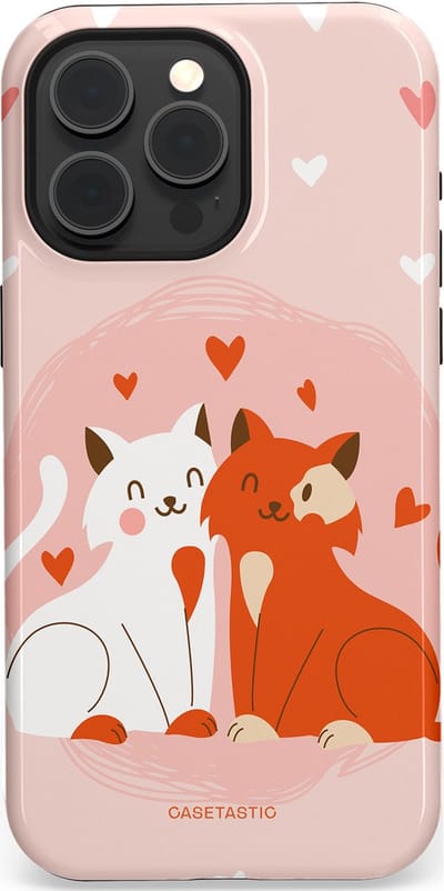 Casetastic Hoesje Geschikt voor Apple iPhone 15 Pro Max Magsafe - Stijlvolle Beschermende Duo-layer Case - Romantische Katten Liefde