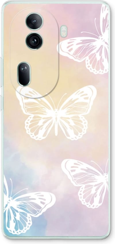 Case Company® - Hoesje geschikt voor Oppo Reno 11 Pro hoesje - White butterfly - Soft Cover Telefoonhoesje - Bescherming aan alle Kanten en Schermrand