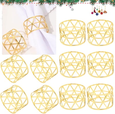 Dailygoods- Servetringen Goud - 10 Stuks - Duurzaam Metaal - Vintage Holle Servetgespen - Eettafeldecoratie - Gemakkelijk te Reinigen - Tafelaccessoires