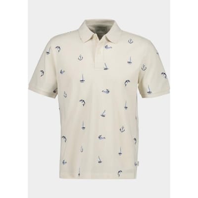 Gant Polo Embroidered Short Sleeve Creamed White / male
