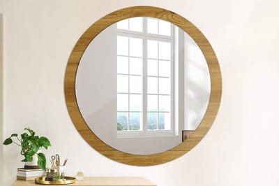 Coloray Bedrukte Spiegel - Rustiek eikenhout Spiegel Met Decoratie - 100 cm - Bruin Bedrukte Spiegel - Spiegel Met Decoratie - Spiegel Lijst Met Print - Spiegel Met Print