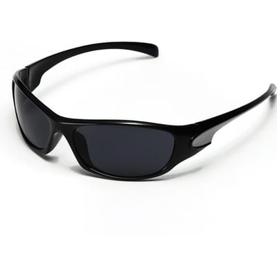Heren Zilver Y2K Zonnebril Outdoor Fietsen Sport Zonnebril Dames Vintage Shades Trendy Punk Goggle Brillen 2000S Esthetiek as picture black