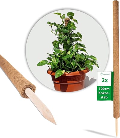 2x Plant Sticks Kokosnoot 110 cm I Ø 45mm I uitschuifbaar I natuurlijke kokosvezel I Klimhulp Monstera deliciosa Mosstok Kokosnootstokken
