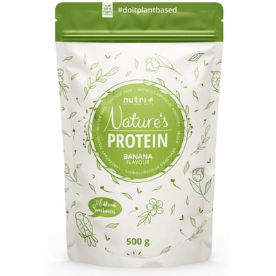 nutri+ Nature's Protein - Vegan Eiwitpoeder - smaak: Banaan - Protein powder made from soya, pea and rice protein - No Sweetner, No Sugar