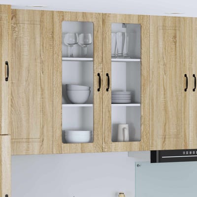 vidaXL - Wandglas - Kasten - LUCCA - Sonoma - Eiken - 80 - x - 31 - x - 100 - cm