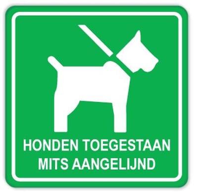 Bord honden aangelijnd 40x40 cm - Bevestiging: Zonder bevestiging (alleen het bord)