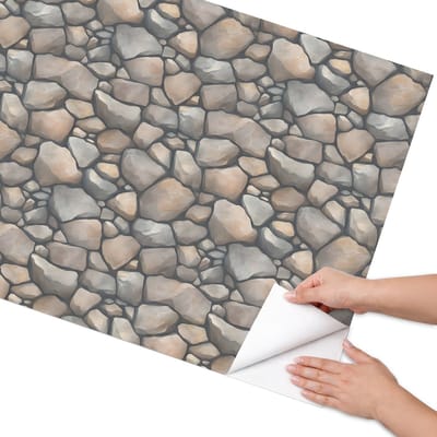 Coloray Meubel Wrap Folie - Grijs Meubelfolie - 75x150 cm - Wrapfolie Keuken Steenstructuur - Decoratiefolie - Rustiek Meubelfolie - Meubel Wrap Folie - Woonkamer decoratie - Texturen