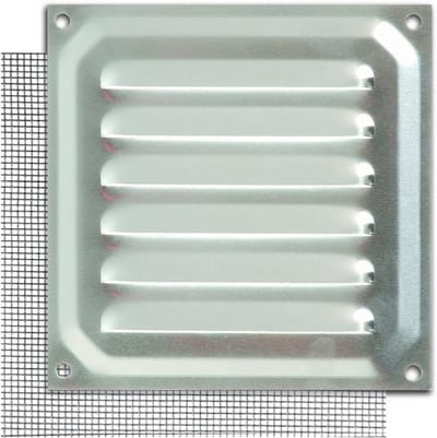 Ventilatierooster - Rooster met gaas - Ventilatie regelen - Inclusief muggennet - 10x10 cm - Aluminium