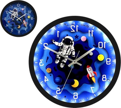 30 cm Kinderklok voor de Kamer - Stille Quartz Wandklok met Luminous Astronaut Design, Decoratief voor Kinderen, Ideaal voor Slaapkamer en Klaslokaal