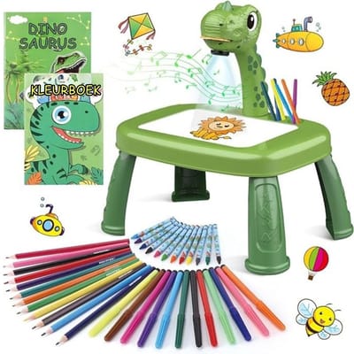 DYNA® Tekenprojector Kinderen - Tekenprojector - Kinder Tekenprojector - met Tafeletje - Groen - 32cm x 32cm x 37cm