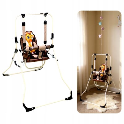 Stabiele en opvouwbare babyschommelstoel - Giraffe - Beige