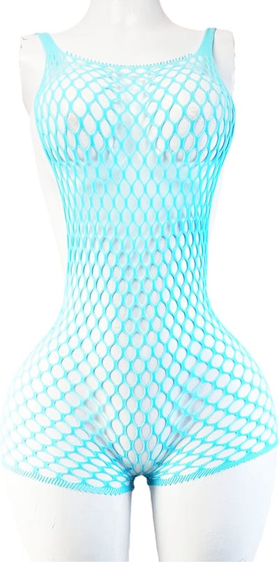 BamBella ® - Panty pak -Onesize - body suit - Dames - Onesize - Erotische jumpsuit van kant lingerie lichtblauw kort