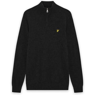 Lyle & Scott Lambswool Blend Quarter Zip Jumper Truien & Vesten Heren - Sweater - Hoodie - Vest- Donkergrijs - Maat S