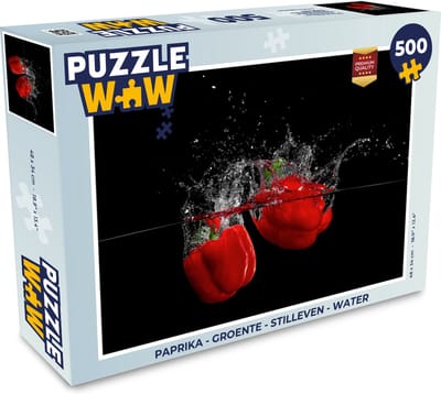 Puzzel Paprika - Groente - Stilleven - Water - Rood - Legpuzzel - Puzzel 500 stukjes
