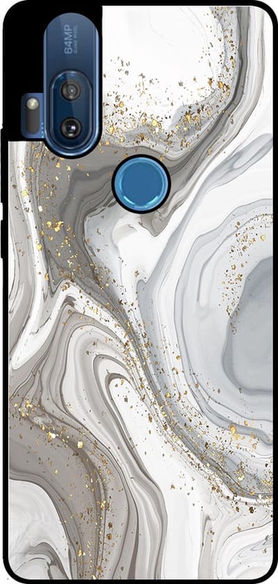 Smartphonica Telefoonhoesje Geschikt voor Motorola One Hyper met marmer opdruk - TPU backcover case marble design - Zilver geschikt voor Motorola One Hyper