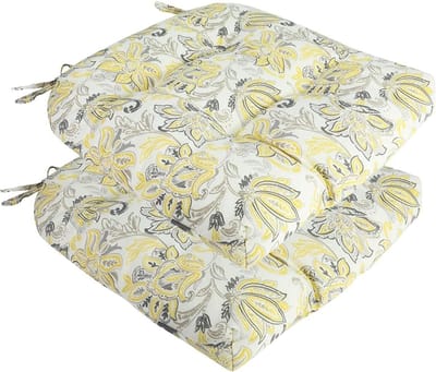 Tuinkussens Set - Buitenkussens Terras - Comfortabel Zitten - Waterafstotend UV-bestendig - 48x48cm 2 Stuks - Gele Bloem