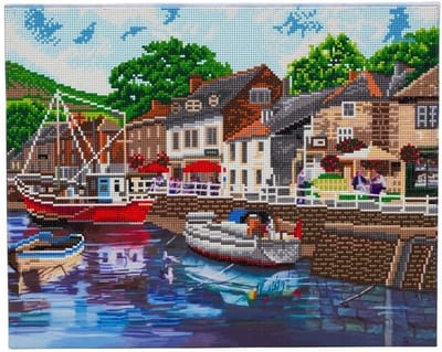 Diamond painting 40 x 50 cm crystal art full ronde steentjes -  Harbour view